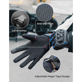 KEMIMOTO Motorcycle Gloves for Men, Touchscreen Riding Gloves with Shell, Anti-Slip Dirt Bike Gloves for Motorbike, Racing, Cycling, Dirt Bike, ATV, UTV, Motocross, Camping, Hiking (Black,X-Large)