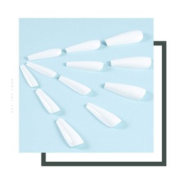 Zoestar Coffin False Nails Long White Press on Nails Shiny Full Cover Fake Nails Acrylic Stick on Nails for Women and Girls (Pack of 24)