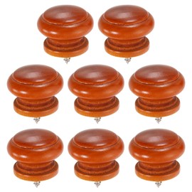 sourcing map 8Pcs Round Wood Drawer Knob, 1.3" x 0.98" Self-Tapping Solid Wood Handle Round Cabinet Knob Mushroom Shape Wooden Knobs for Furniture Dresser Wardrobe, Orange