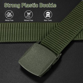 Huiguli 3Pcs Nylon Canvas Belt, 150cm Adjustable Work Belts for Men, Lightweight Nylon Fabric Belts with Plastic Buckle, Metal-Free for Easy Airport Security, Tactical Work Belt for Outdoors