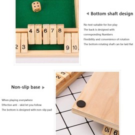 FaJoek Wooden Board Game, Shut The Box Game with 2 Dice Wooden Board Game Dice Children Classic Dice Game Folding Board Wooden Board Game Cube Four Sided Flop 4 Players