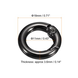 QUARKZMAN Pack of 8 Round Spring O Rings 0.71 Inch AD Trigger Buckle Snap Clips for Bags Purses Key Rings Craft Accessories Metallic Black, Metallic black