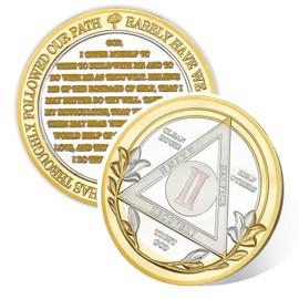 Victory Path 2 Year Sobriety Coin, Affirmation AA Chips, Addiction Recovery Two Years Sober Medallions, Celebrating Anniversary Token, Alcoholics Anonymous Sobriety Gifts for Men Women