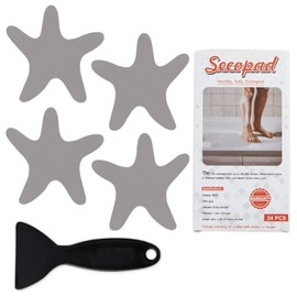 Secopad Anti Slip Shower Stickers, 24 PCS Safety Bathtub Stickers Adhesive Decals with Premium Scraper for Bath Tub Shower Stairs Ladders Boats (Gray)