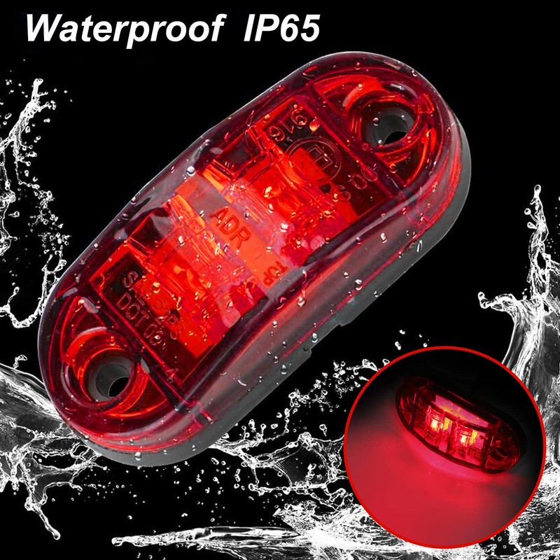 Tnisesm 6Pcs Amber+Red 2.5 Inch Waterproof Trailer Marker Lights, 2