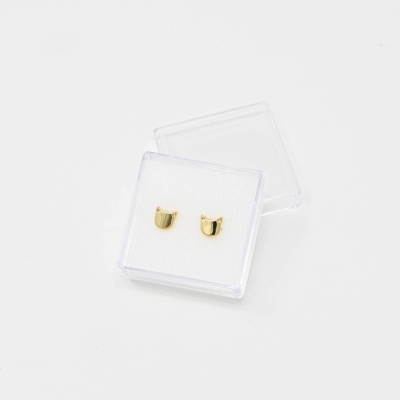 Aretes de Gato Gatito en Chapa de Oro de 22K
