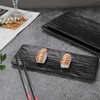 Yinshine Melamine Sushi Plates Set, 3pcs Black Rectangular Serving Trays,