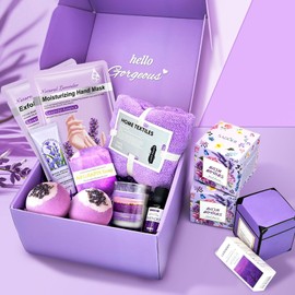 Ledeak Birthday Gifts for Women, Spa Bath Set Pamper Hampers for Her, Skin Care Package Wellbeing Get Well Soon Gifts for Women, Lavender Ladies Christmas Presents Ideas for Mum, Sister, Auntie, Wife