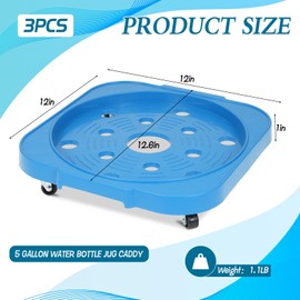 3 Pack 5 Gallon Bucket Dolly with 360° Swivel Casters, Heavy Duty 5 Gallon Water Bottle Jug Caddy, Garden Flower Pot Movers, Bucket Dolly for Bottled Water Flowerpots Toolboxes (11 Inch Blue)