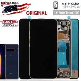 For LG OEM OLED LCD Display Touch Screen Digitizer ± Frame For LG V60 ThinQ 5G NEW USA - LCD Screen With Gold Frame, LG V60 ThinQ 5G