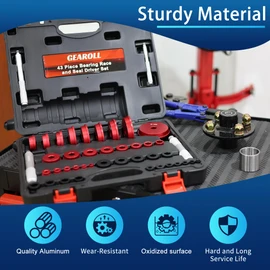 GEAROLL Bearing Press Kit, 43 Piece Bearing Race and Seal Driver Set, Bearing Race Punch Set with Seal Driver and Bearing Adapters, Bearing Seal Driver Kit for Bearing Installation