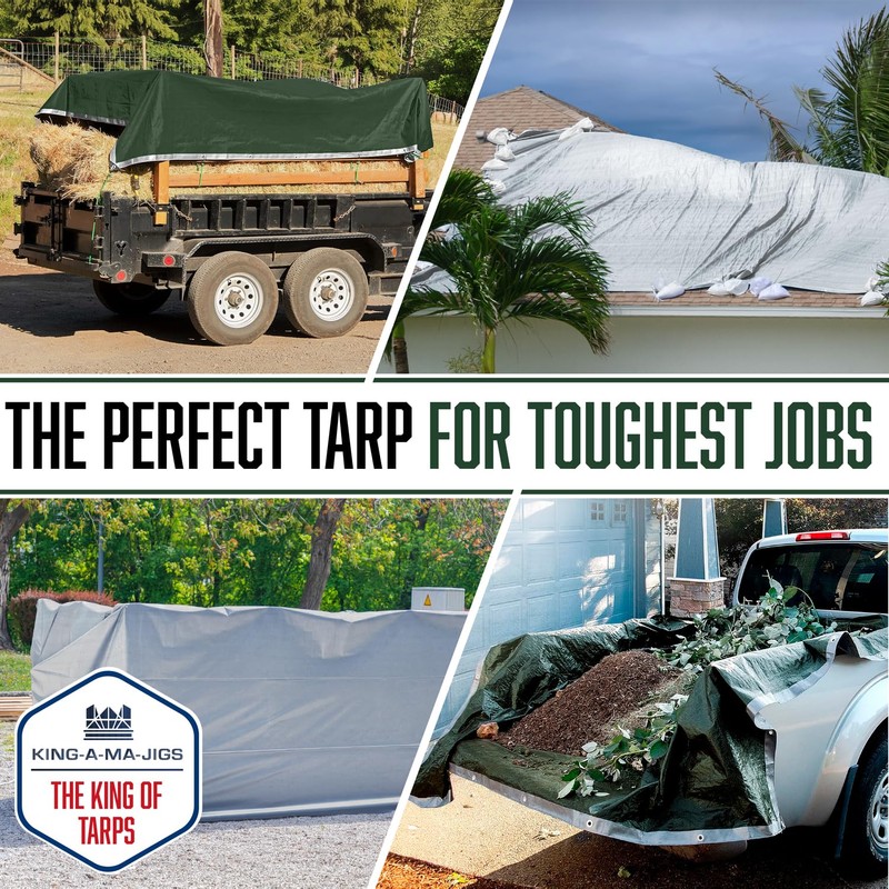 10x10 Heavy Duty Waterproof Tarp, 7 Mil Thick, High Durability,