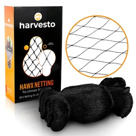 Harvesto Heavy Duty Bird Netting for Chicken Coops & Runs | Tree & Garden Netting Mesh 1-1/2" | Keep Hawks, Birds & Predators Away | Bird Netting for Blueberry Bushes, Vegetables & Fruit (25' x 50’)