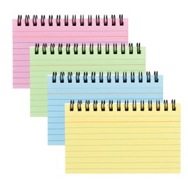 Emperoch 200 Sheets Index Cards, 4 Color 3 x 5 inch Ruled Flash Cards with Spiral, Colored Revision Record Cards for Office School Learning Memory Revision Note Taking to Do List