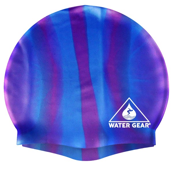 Water Gear Jazz Silicone Swim Cap (Blue/Purple)