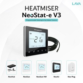 LavaTap – Heatmiser NeoStat-e V3 Smart Thermostat Black WiFi Programmable Thermostat for Electric Underfloor Heating Digital Room Thermostat Smart Home Temperature Controller