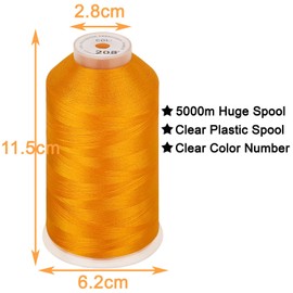 New brothread - Single Huge Spool 5000M Each Polyester Embroidery Machine Thread 40WT for Commercial and Domestic Machines -Orange