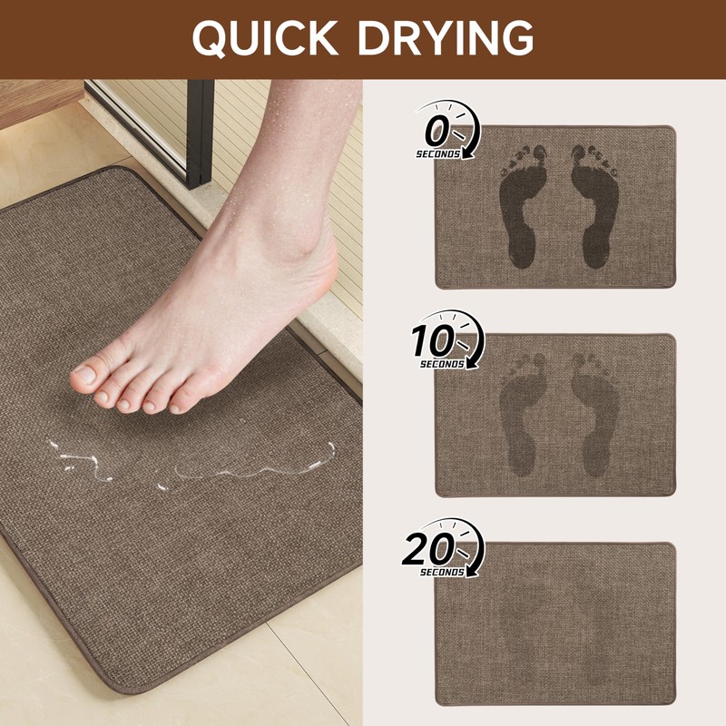 watthourhome Bath Mat, Super Absorbent,Quick Dry, Non Slip Bathroom Rug,
