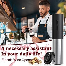 Electric Wine Opener, Wine Gift Automatic Wine Opener with Aluminum foil Cutter (Charging Stainless Steel)