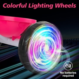 Liberry 2 in 1 Toddler Tricycle Age 2 3 4 Years Old, Kids Trike with Light Up Wheels, Adjustable Push Handle, 3 Wheel Bike Outdoor Indoor Riding Toy Gift for Girls Boys, Pink