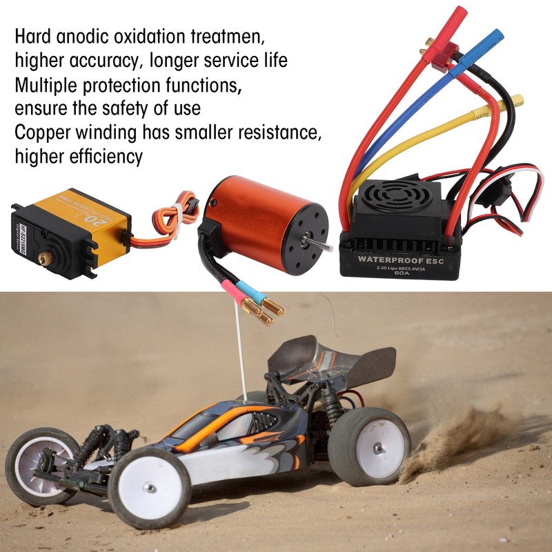 3650 3900KV Brushless Motor 60A ESC 20kg Steering Gear Set