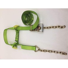 8 Point Kit 18' Heavy Duty TECNIC Strap Kit for Rollback/Flatbed Tie Downs with 12" Chain Tail