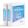 SUNEE 3 Ring Binder 1.5 Inch 2 Pack, Clear View
