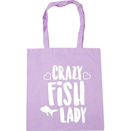 Hippowarehouse Crazy fish lady Tote Shopping Gym Beach Bag 42cm x38cm, 10 litres
