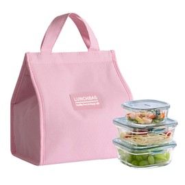 Vesaneae Thermal Lunch Bag, Portable Insulated Bag, Versatile Lunch Tote Box Reusable for Work School Travel Camping (Pink)