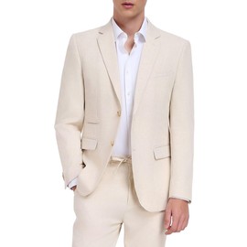 JOYLYJOME Men's 2 Piece Linen Suits Regular Fit Casual 2 Button Jacket Pants for Summer Beach Wedding Beige Suit for Men XL