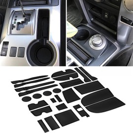 SENSHINE for Toyota 4Runner Accessories 2010-2021 2022 2023 2024 Premium Custom Liners Interior Cup Holder Inserts, Center Console Liner, Door Pocket Non-Slip Anti Dust Mats (2 Row, Black Trim)