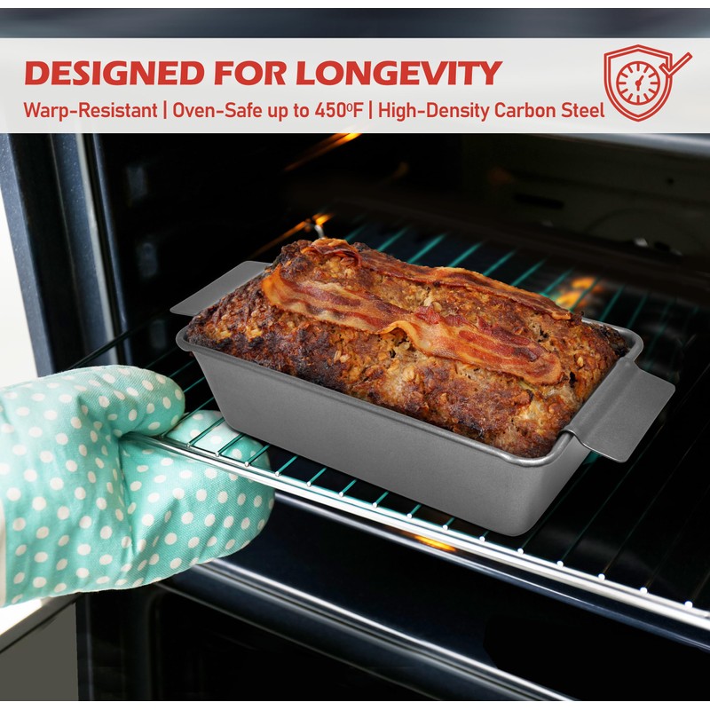 PERLLI Meat Loaf Pan with Drip Tray – 2 Pc.