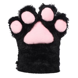 Black Cat Paw Gloves Plush Kids Winter Warm Mittens Cosplay Accessory for Indoor Outdoor Activities