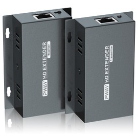 PWAYTEK HDMI Extender 165ft/50m HDMI Over Ethernet Cat5e/6/7 1080P，Ethernet to HDMI Adapter Support POC 3D HDMI1.3 HDCP1.2 EDID