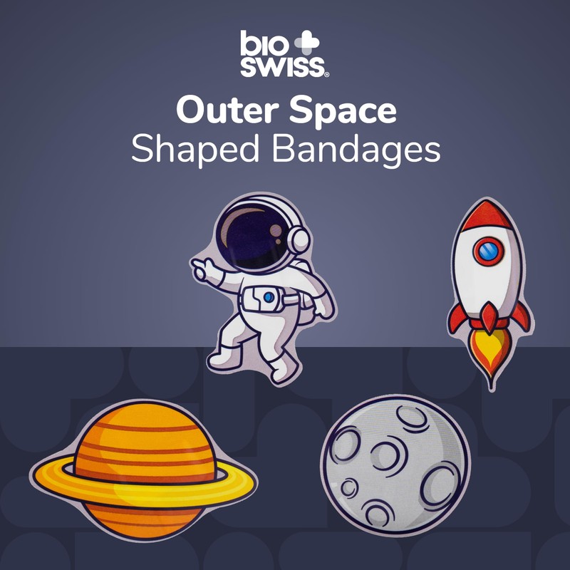 BioSwiss Bandages, Outer Space Shaped Self Adhesive Bandage Set, Latex