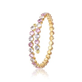 KXmzeG Shiny Lady Elastic Bracelet - 18K Gold Plated Cubic Zirconia. Adjustable Fashion Bracelet, Gift Box Packaging.
