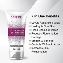 Saffire Naturals S7 Platinum face Wash |7 Skin Solutions |With Exfoliating Glow Beads |Deep Cleanses Dirt and Dead SKin Cells|100ml