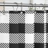 Tititex Classic Buffalo Plaid 140gsm Faux Linen Fabric Shower Curtain,