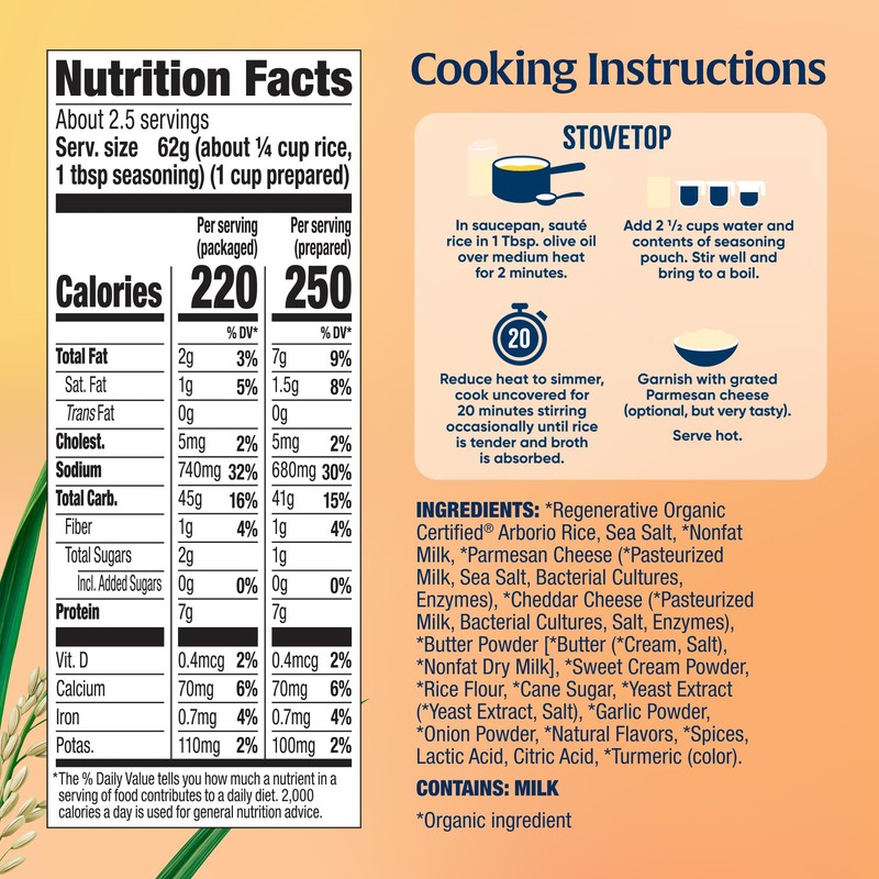 Lundberg Organic Creamy Parmesan Risotto Seasoned Rice - Regenerative Organic