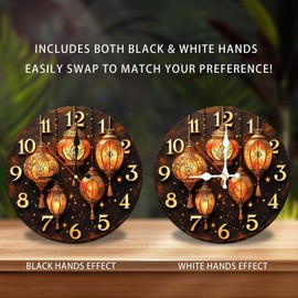 Vintage Lantern Clock Wall Decor Home Ornament 10-Inch Wooden Wall Clock, Silent Movement, Battery Operated (AA Batteries Not Included), Artistic Home Decor, Perfect for Home Accents