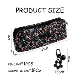 EPCDBBRT 1 Corduroy Storage Bag and 1 Flower Pendant, Retro Storage Bag, Cosmetic Bag, Toiletry Bag, Pencil Case, Portable Storage Bag