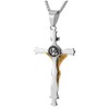 COOLSTEELANDBEYOND Steel Jesus Christ Crucifix Cross Pendant Necklace for Men,
