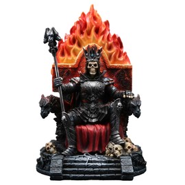 Veronese Design 8 5/8 Inferno Skeleton Sovereign On Throne Hand Painted Resin Figurine Fantasy Skull Collectibles