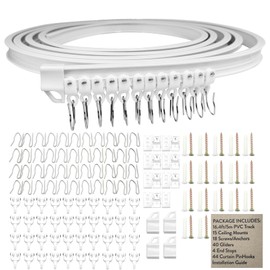 XKMT- Motorcycle 16.4Ft Flexible & Bendable Ceiling Curtain Track Trail Wall Mount Hooks Liners Hangers Curved Curtain Tools RV Window Curtain Rod Curtain Room Rail Track