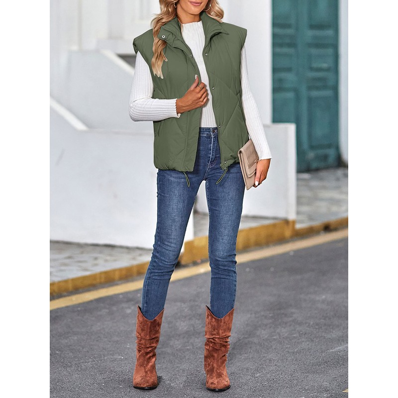 MEROKEETY Women's 2024 Casual Zip Up Sleeveless Down Vest Quilted