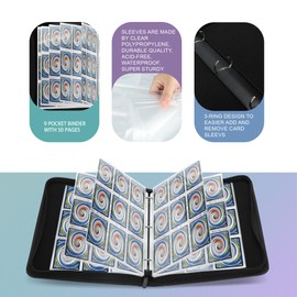 TCGUARD 9 Pockets Trading Card Binder with Sleeves Card Organizer, 900 Double Sided Pocket PU Card Collection Binder, Baseball Binder,for Sports Card, MTG, TCG Yugioh Card (Blue)