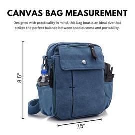 Canvas Cross Body Bag - Chest Bag for Travel - Crossbody & Sling Bag For Men, Backpack & Shoulder, Lightweight One Strap Motorcycle Bag for Biking Hiking Cycling with Bottle Holder (Blue)