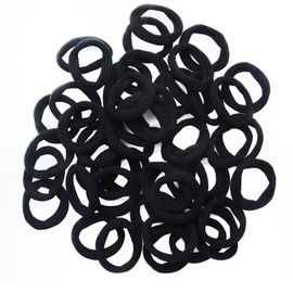 Ruwado 50 Pcs Nylon Hair Bands Multi Color Seamless Elastic Ponytail Holder No Crease Soft Hair Scrunchies Accessories for Women Girls Thick Long Thin Hair Workout Sports Outdoor Activities (Black)