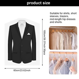 60 x 100 cm Disposable Clothes Protective Covers Transparent, Pack of 50 Dust Protection Garment Bags Long 100 cm, Clothes Covers Clothes Rail, Dust Bags for Clothes, Clothes Bags for Suits, Shirts,