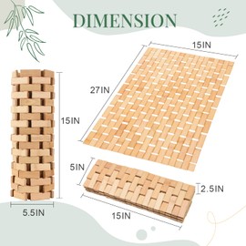 Basic Beyond Bamboo Bath Mat for Bathroom Floor - Quick Dry Wooden Bath Mat, Non-Slip Shower Mat Runner Rug for Indoor or Outdoor (15 x 27, Natural Color)